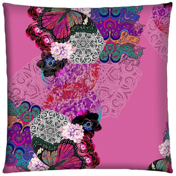 Housse de coussin 50x50 rose violet imprimé papillons - Modèle Boléro - cats&green tea