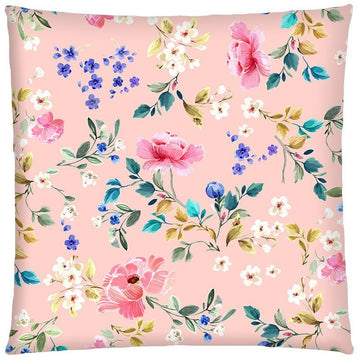 Housse de coussin 50x50 rose poudré imprimé roses - Modèle Les mignonnes - cats&green tea