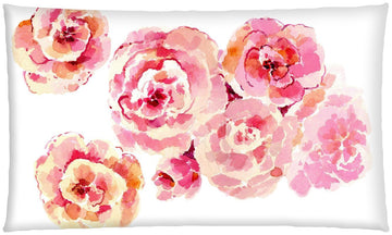 Housse de coussin 50x30 rose et blanc imprimé roses - Modèle Les rêveuses - catsandgreen tea