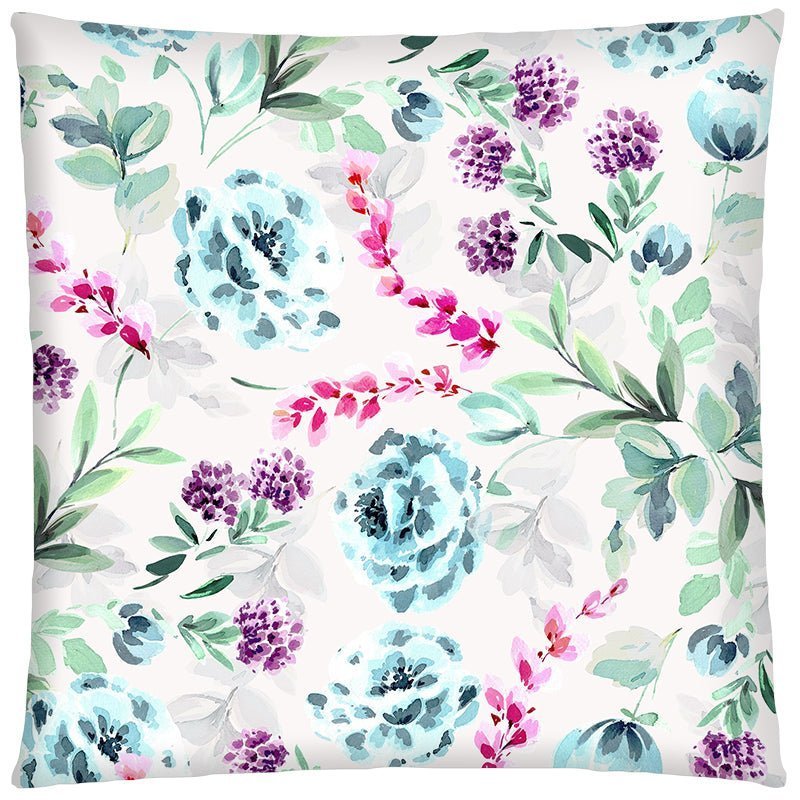 Housse de coussin 50x50 rose violet imprimé roses - Modèle Les vaporeuses - catsandgreen tea