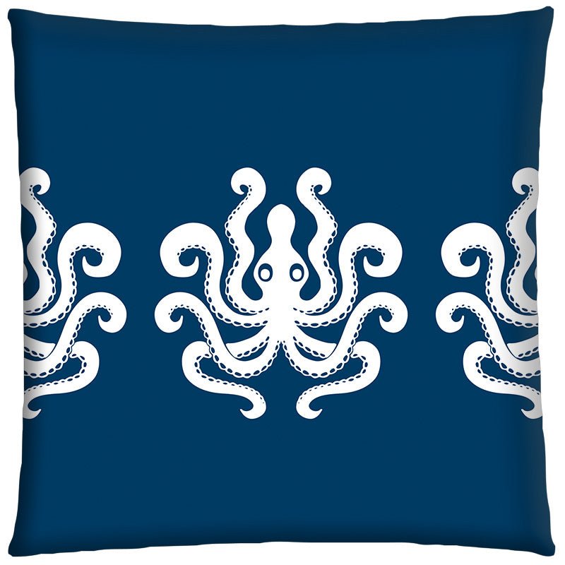 Housse de coussin 50x50 bleu foncé imprimé Grèce - Modèle Octopus - catsandgreen tea