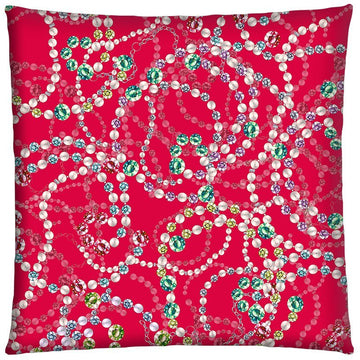 Housse de coussin 50x50 rouge imprimé pierres précieuses - Modèle Perles - catsandgreen tea