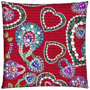 Housse de coussin 50x50 rouge imprimé pierres précieuses - Modèle Rubis - catsandgreen tea